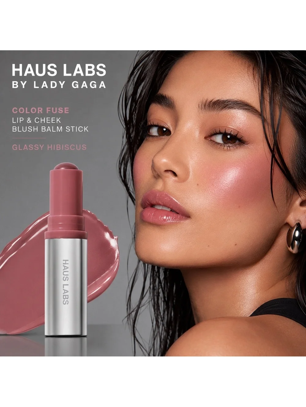 Haus Labs Lady Gaga Glassy Hibiscus Lip + Cheek Blush Stick NEW